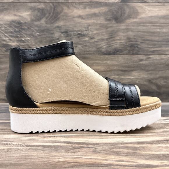 NIB Clarks Lana Glide 9M Ankle Strap Platform Comfort Sandals Black Leather - Picture 6 of 12